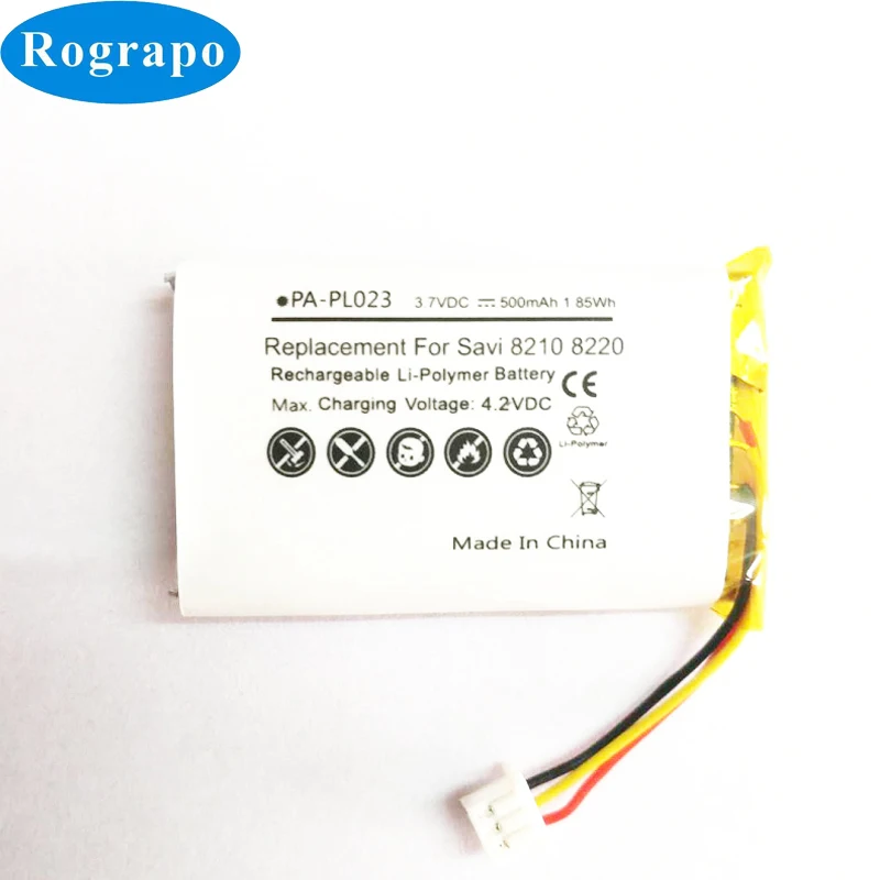 

New 3.7V 500mAh Li-Polymer 202555-01 Replacement Battery For Plantronics Savi 8210 / 8220 Headset Earphone Batteries 3 Wire Plug