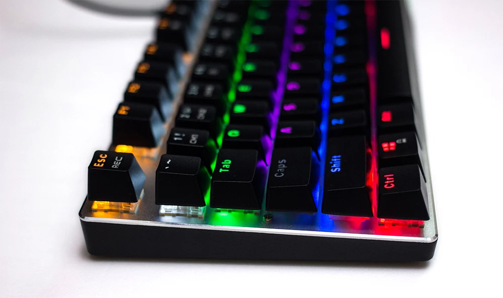 Проводная Механическая клавиатура 87/104 ключей RGB синий переключатель светодиодный подсветкой anti-ореолы для игры русский/английский/ испанский макет