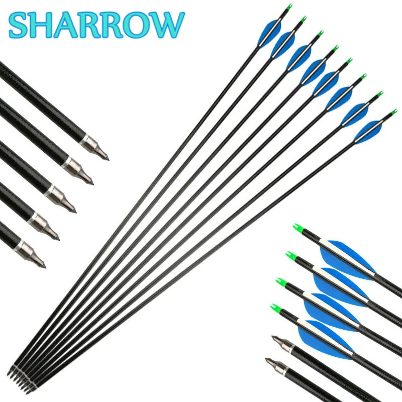 

12Pcs 30" Archery Fiberglass Arrows Spine 500 Glass Fiber Arrows Replaceable Broadhead For Bow Training Shooting Accessories
