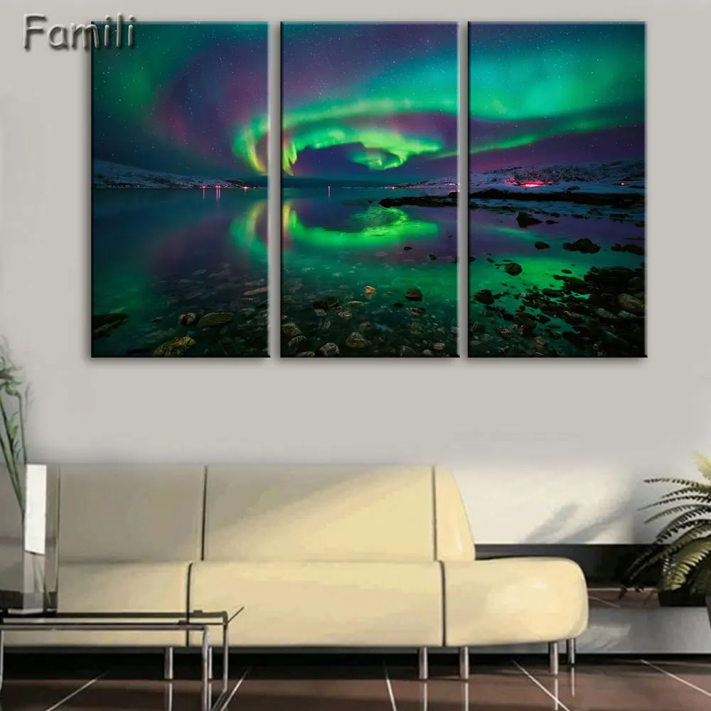 

3Pcs/set Modern natural scenery of the Norway lighthouse Yun sunrise Art print canvas art wall Unframed painting for living room