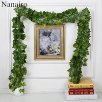 1 8m 3 style artificial plants green lvy leaves artificial grape vine fake leaves wedding decoration diy garden craft flowers