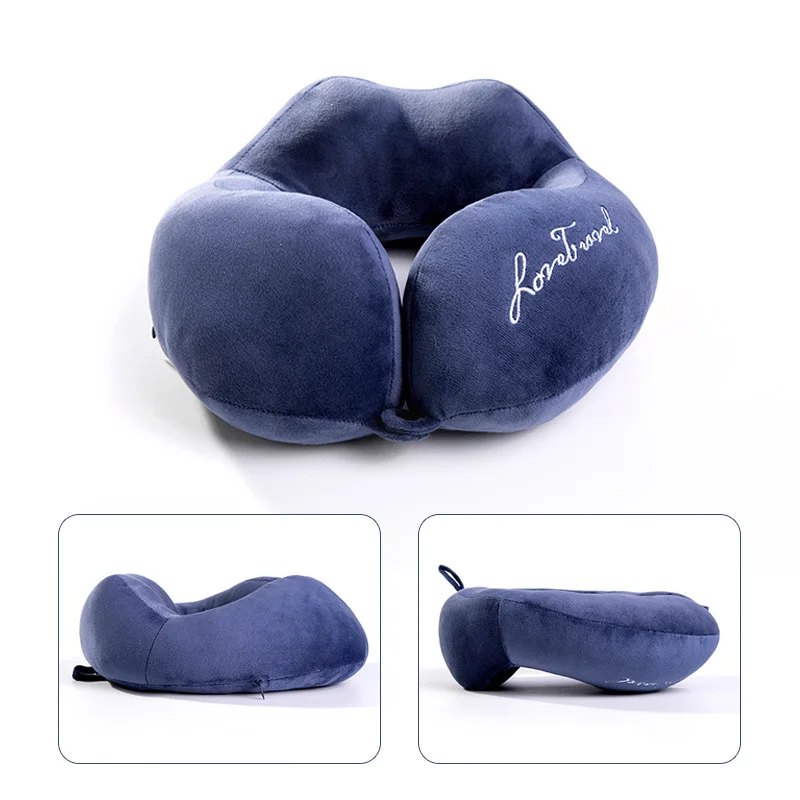 Портативная дорожная подушка для шеи в самолете из пены с эффектом