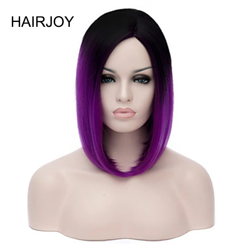 HAIRJOY женский Парик Синтетический средняя часть 2 тона Омбре темные корни БОБО волосы парики 9 цветов доступны