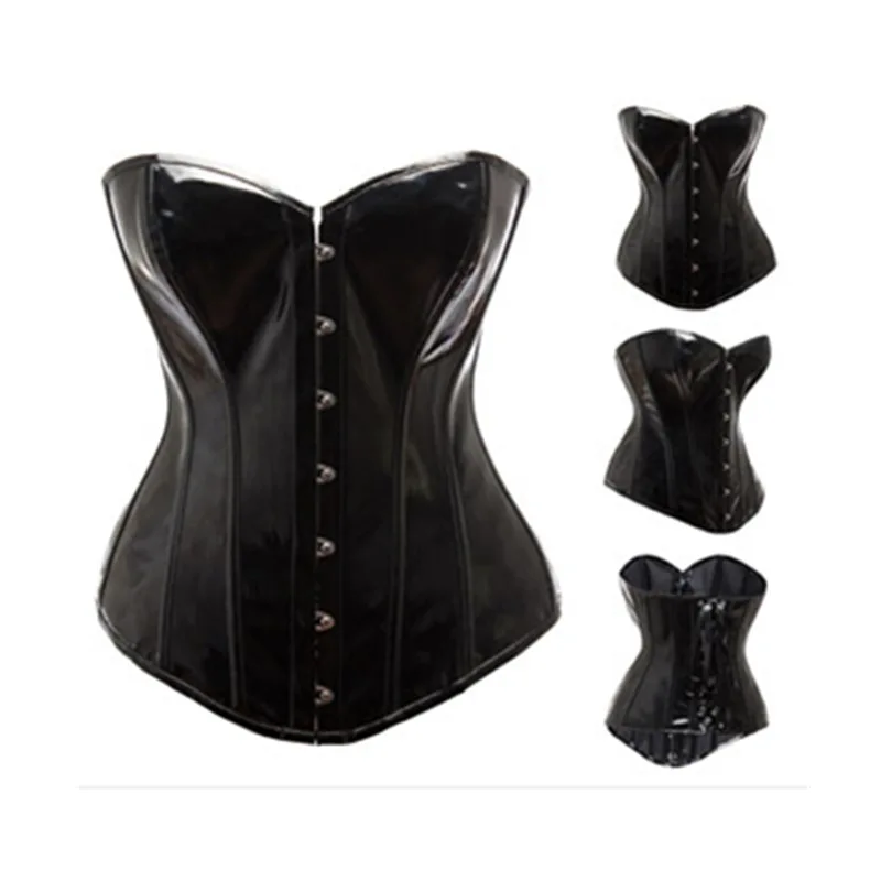 

Fancy Freee Shipping Black Womens PU Leather Punk Bustier Corset Waist Trainer