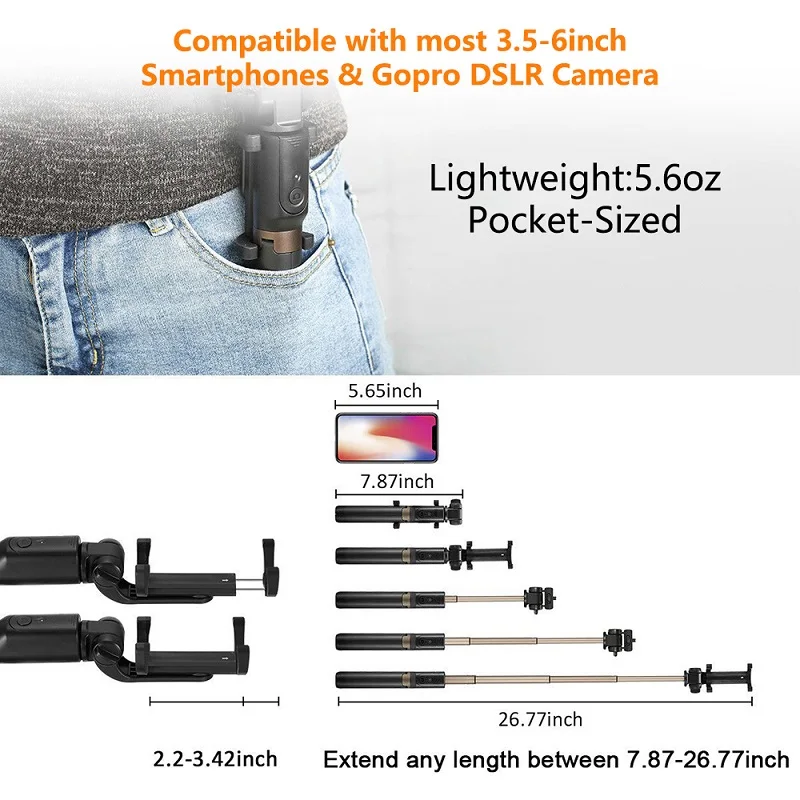 Bluetooth селфи-палка TRAVOR выдвижной монопод с дистанционным управлением для