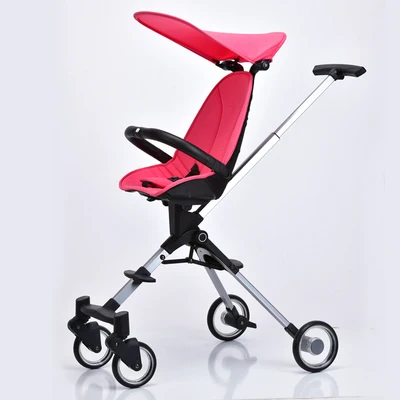 Pink(Silver frame) Детская коляска с высоким пейзажем, складная детская коляска на колесиках, легкая Двусторонняя детская коляска kinderwgen Triciclo Infantil - Цвет: Pink(Silver frame)