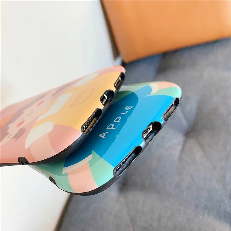 cartoon slender waist boys girls IMD Orange blue soft shell mobile phone bag For Apple iphone6 6s 7 8 Plus X XS XR MAX case |