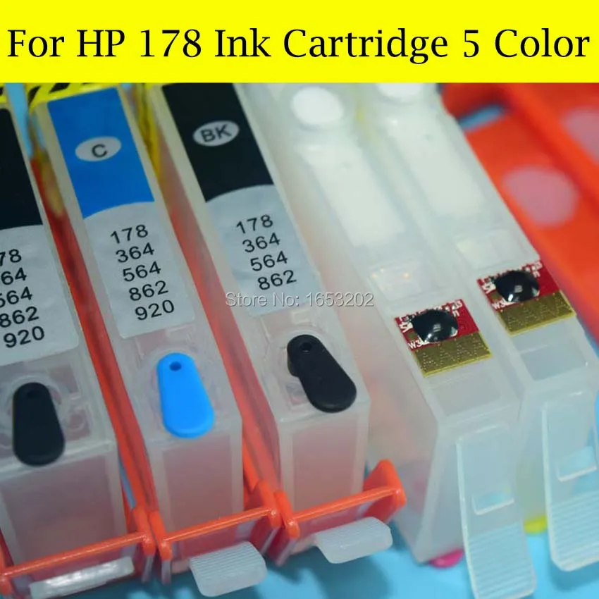 5 шт./лот чернильный картридж HP178 с чипом для HP 178 ARC/Auto Reset принтера 7510 C5380 C6380 D5460 D5463 |