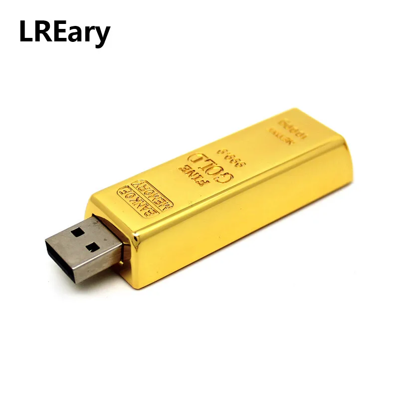 Металлический золотой слиток, модель флеш-диск USB 2,0, золотой стержень, ручка-накопитель, 4 ГБ, 8 ГБ, 16 ГБ, 32 ГБ, флеш-карта памяти, 64 ГБ, ручка-накопитель, подарки
