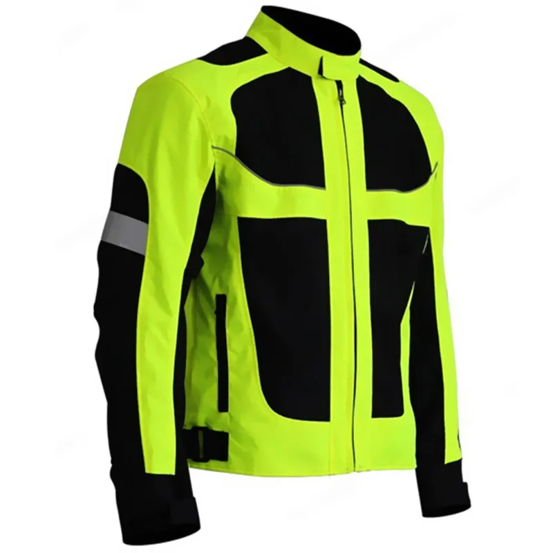 Men's Summer Motorcycle Jacket Off Road Auto Racing Motocross Protective Gear Reflective Safety Clothing - Fluorescent green |