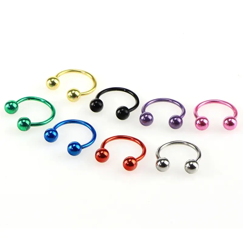 8PCS/lot Colorful Steel Horseshoe Nose Septum Rings Ear Body Piercing Nariz Jewelry Piercng 3 Sizes Available 6/8/10 MM | Украшения и