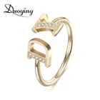 Duoying 7 мм персонализированное кольцо с вашим инициалом буквы циркониевые кольца с микрозакрепкой простое роскошное кольцо для женщин Открытое кольцо