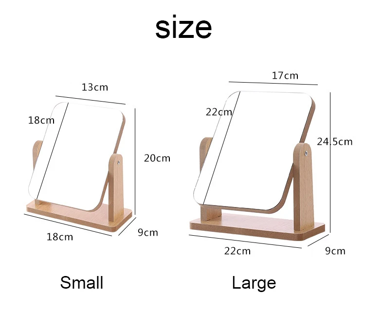 Дерево MDF портативное настольное зеркало, туалетное зеркало, вращающееся 360 настольное косметическое зеркало домашний декор