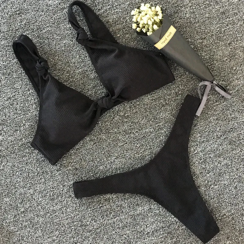 Бантом бандажный купальник пуш-ап бикини стринги Дамский Maillot De Bain комплект