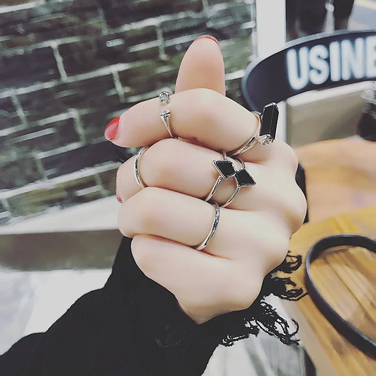 2017 металлические геометрические кольца набор для женщин аксессуары пальцев