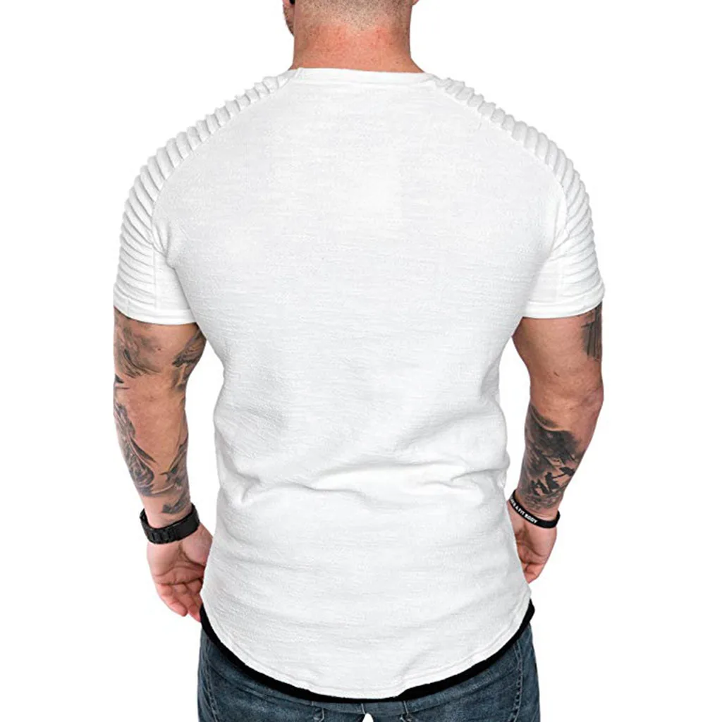 CHAMSGEND высокое качество футболки мужские круглый вырез одноцветная футболка 2018