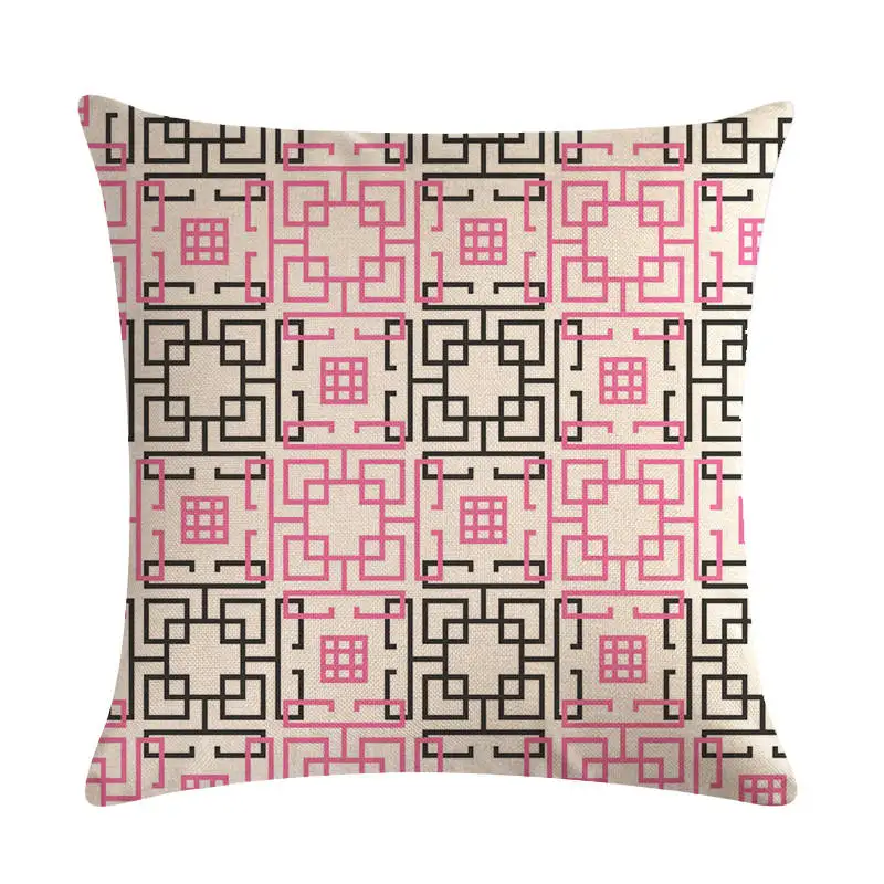 45*45 см геометрический розовый цветок розы льняная наволочка для подушки