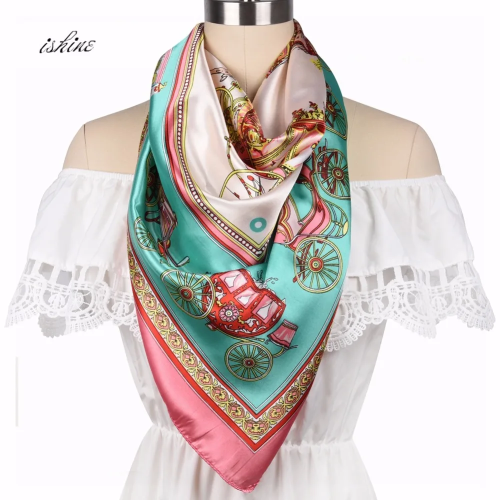 Дешевые Роскошные женские шарфы Модные имитация шелковые с принтом мягкие шали