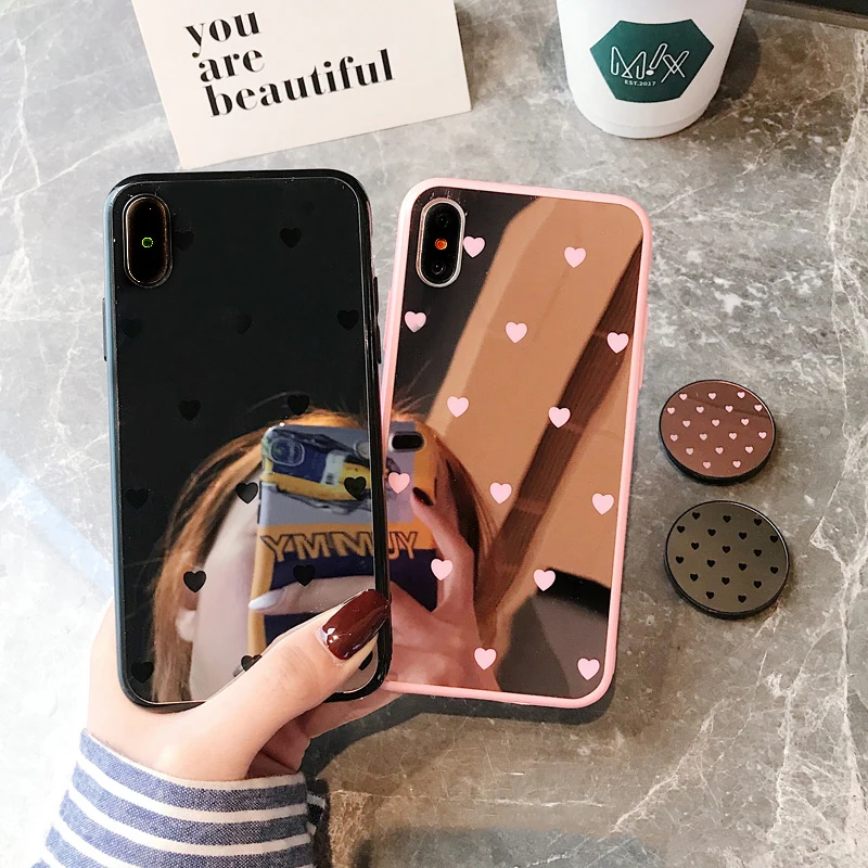 Роскошный зеркальный чехол для телефона GlamPhoneCase с сердечком iPhoneXS Max XS XR 8 8plus 7 7plus