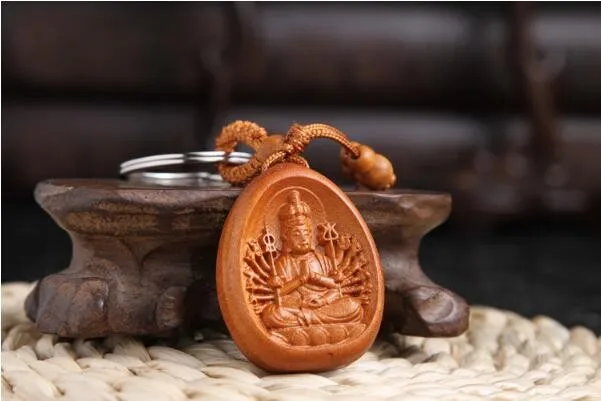 Брелок для ключей Kwan-yin из натурального дерева новинка Модная бижутерия унисекс