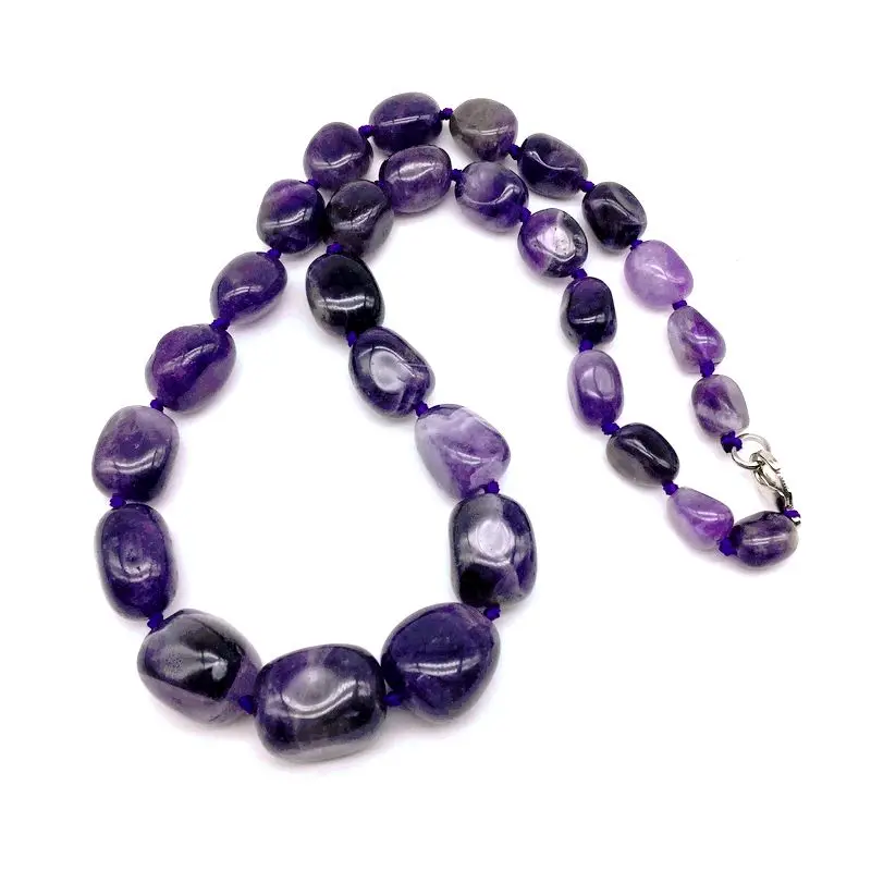 Beadztalk модные каменные бусины ювелирные изделия Градуированные колье ожерелье фиолетовые кристаллы аметиста 45 см вечерние подарки