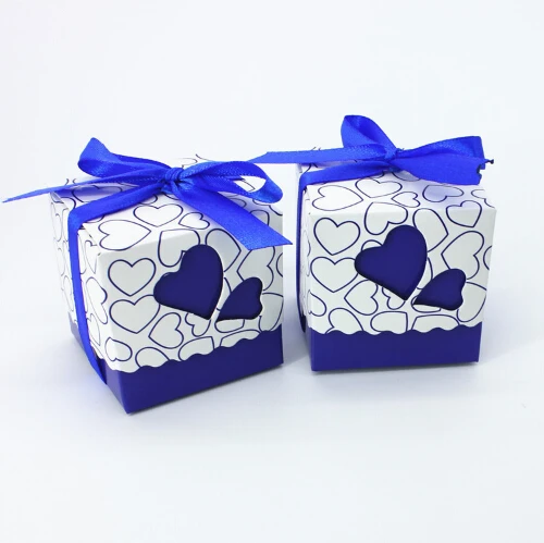 

100pcs Royal Blue Wedding Candy Box Sweet Heart Wedding Favors and Gifts Wedding Souvenirs Decoration