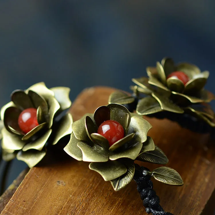 Этнические украшения винтажные подвески ожерелье латунные цветы камень женское