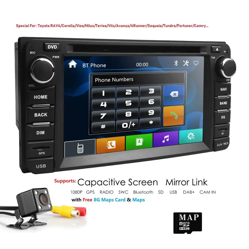 2 din Автомобильный Радио gps автомобильный dvd-плеер для Toyota Corolla Auris Fortuner Estima vios Innova