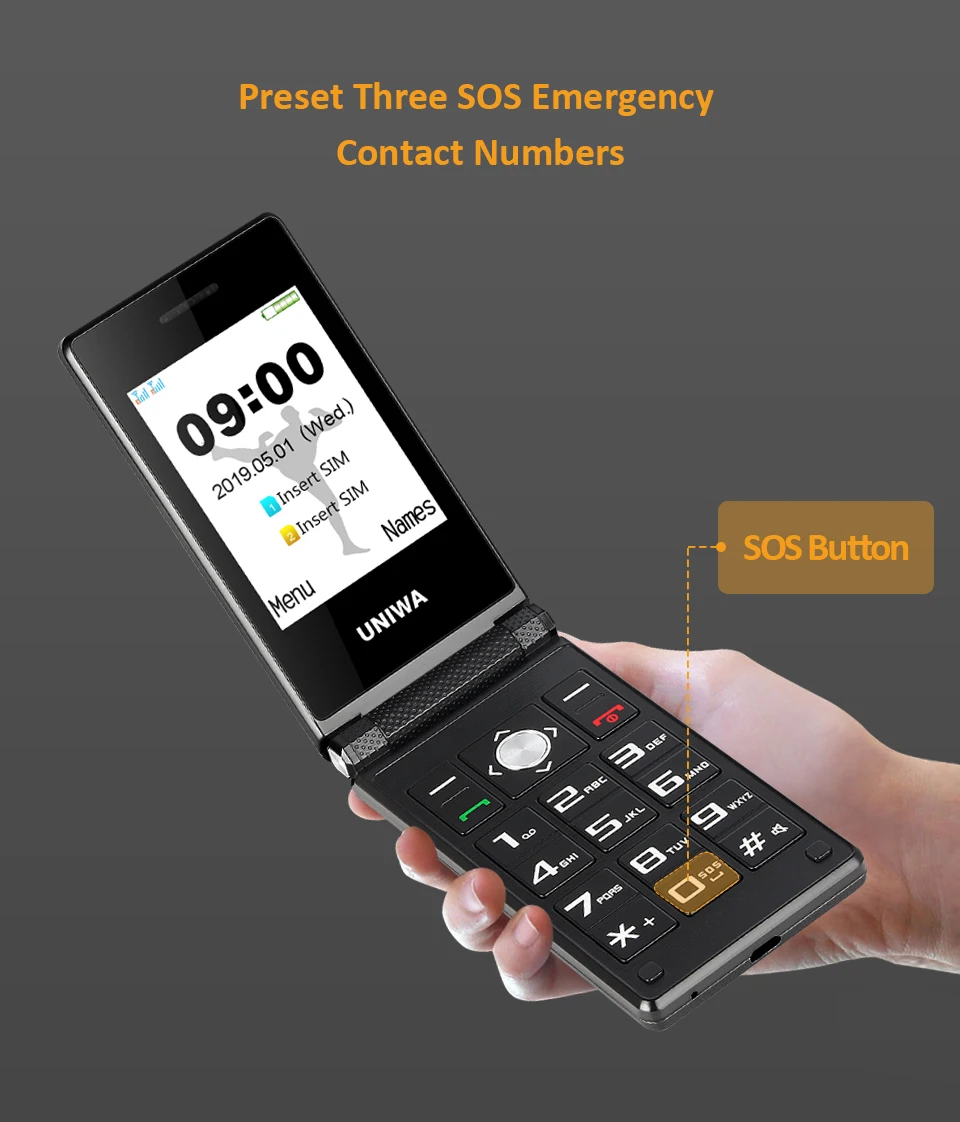 UNIWA X28, мобильный телефон с откидной крышкой, GSM, большой, кнопочный, для пожилых людей, флип, мобильный телефон, две sim-карты, FM радио, русская клавиатура, разблокированный мобильный телефон