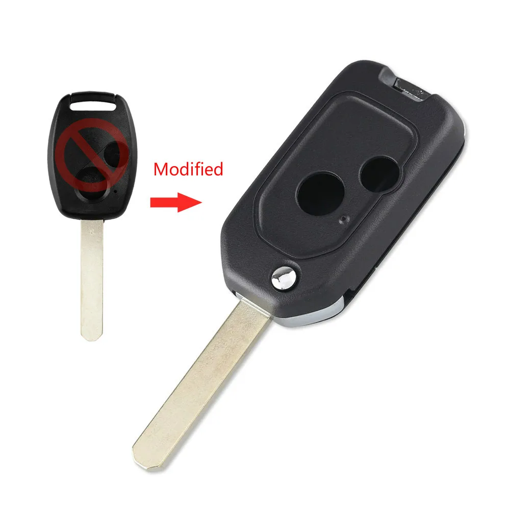 Uncut Blade KEYYOU Uncut/Cut Blade Модифицированный корпус дистанционного ключа для Honda Accord Civic Pilot Fit 2007 2008 2009 2010 2011 2012 2013 - Количество кнопок: Uncut Blade