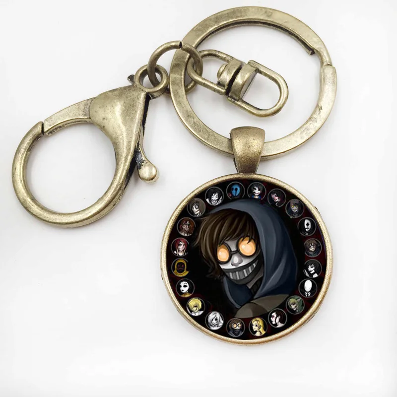 11Bronze keychain Модный аксессуар, подарок для детей, горячая распродажа, Creepypasta, жуткая паста, Тиччи Тоби, ожерелье, стеклянная бронзовая подвеска, цепочка, Джефф убийца, HZ1 - Окраска металла: 11Bronze keychain