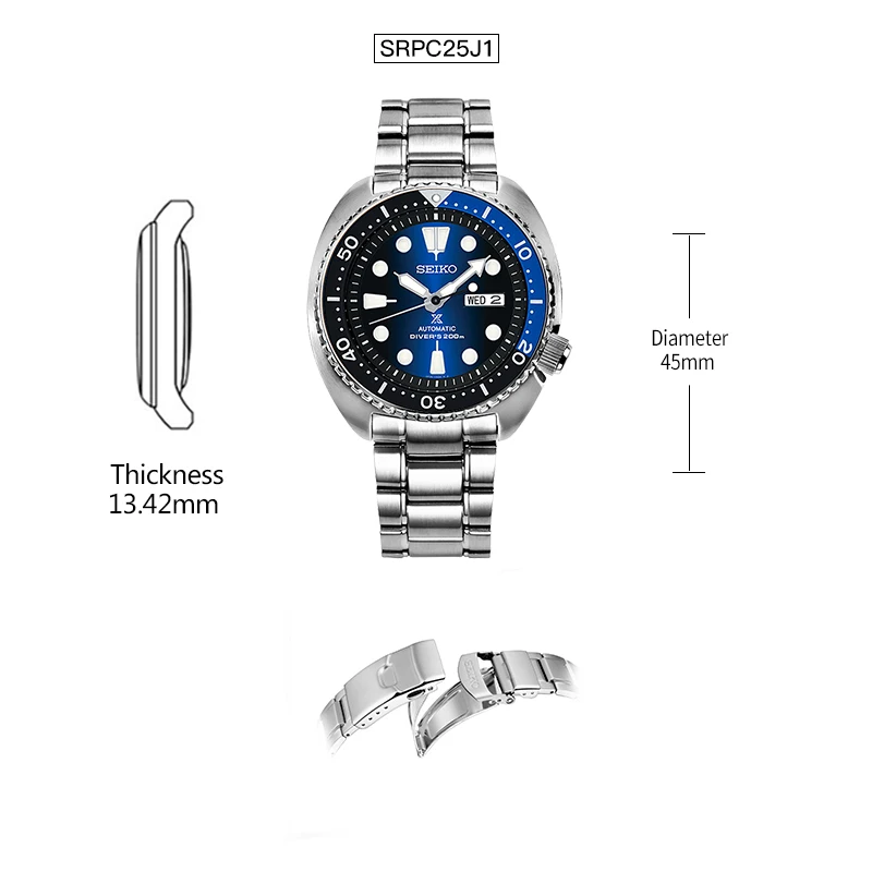 SRPC25J1 Оригинальные часы SEIKO ProPex часы для дайвинга из нержавеющей стали дисплей на английском языке глобальная гарантия - Цвет: SRPC25J1