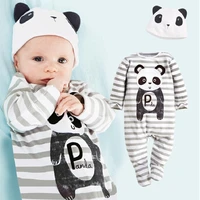 panda baby rompers caps boys clothing set toddler hat one pieces suits overall grey baby boy clothes bebe jumpsuit