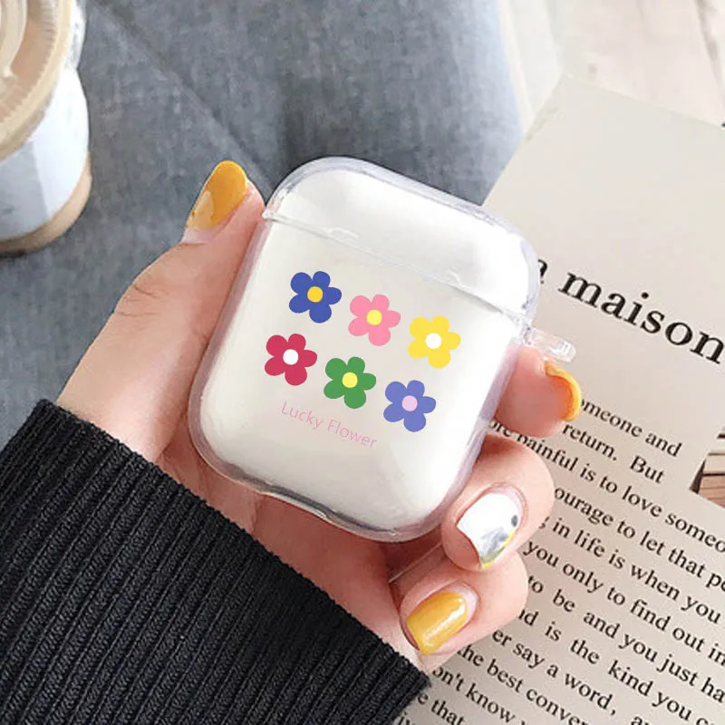 Прозрачный цветочный роскошный мягкий чехол для наушников Airpods 1/2 милый