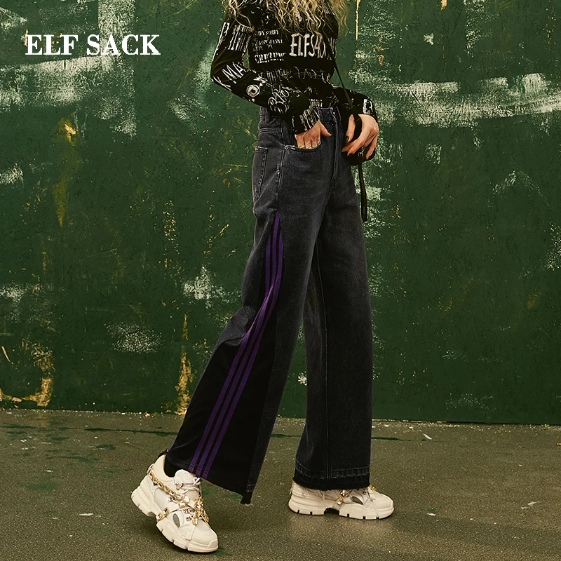 ELFSACK новинка стильные брюки хлопок повседневные женские джинсы прямые средней