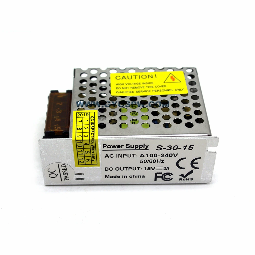 DC15V 30 W 2A импульсный источник питания напряжение AC 100 240 V трансформатор к SMPS для