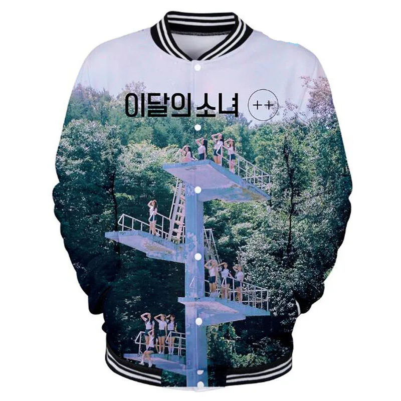 

Winter Jacket Women KPOP LOONA 3D Print Baseball Uniform Outerwear Streetwear Hip Hop Long Sleeve Harajuku Hoodie Sweatshirts