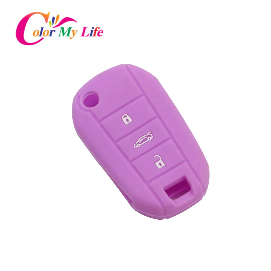 3 кнопки силиконовый автомобильный сложенный чехол для ключей подходит Peugeot 3008 208