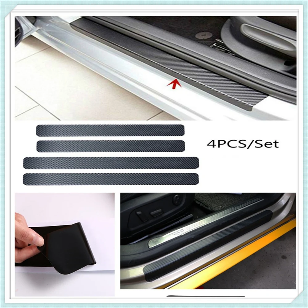 Наклейка из углеродного волокна против царапин на порог автомобиля для Volkswagen VW