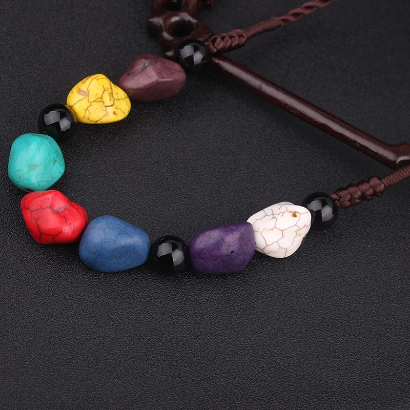 Женское богемное ожерелье с камнями винтажное разноцветными | Украшения и