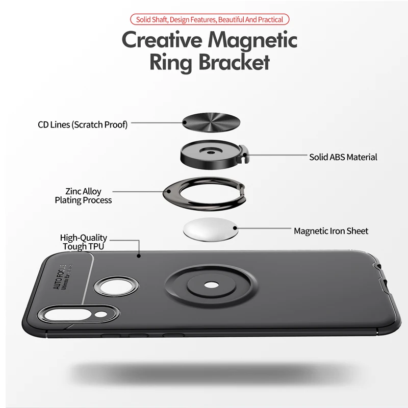 Huawei Honor 10 Lite Honor9 Car Holder 360 Rotate Finger Ring Case For 8 9 Honor10 Phone Soft Back Cover | Мобильные телефоны и