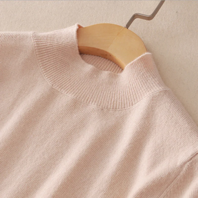 Women Autumn Winter Half Turtleneck Cashmere Blend Knitted Pullover Multi Colors Knitwear Thin Sweaters All-Match Jersey | Женская