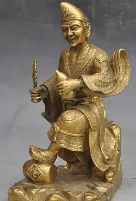 Китай миф латунь Буддизм Архат Живой Будда Jigong daoji CHAI Гонг Монах статуя | Дом и сад