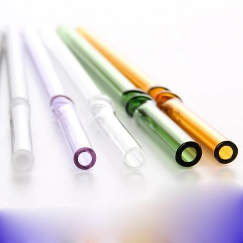 Фото 7 шт./лот разноцветные многоразовые стеклянные соломинки из пирекса + 1 щетка для
