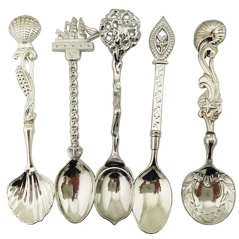 5 шт. Королевский стиль бронзовая резная ложка набор закуски Кофе Чай десерт