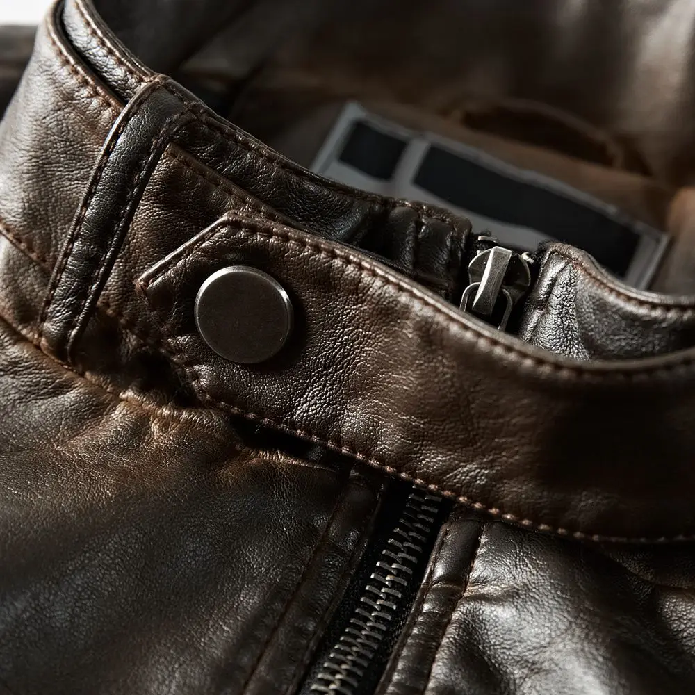 Новая кожаная куртка LKBEST в стиле ретро мужские брендовые мотоциклетные кожаные