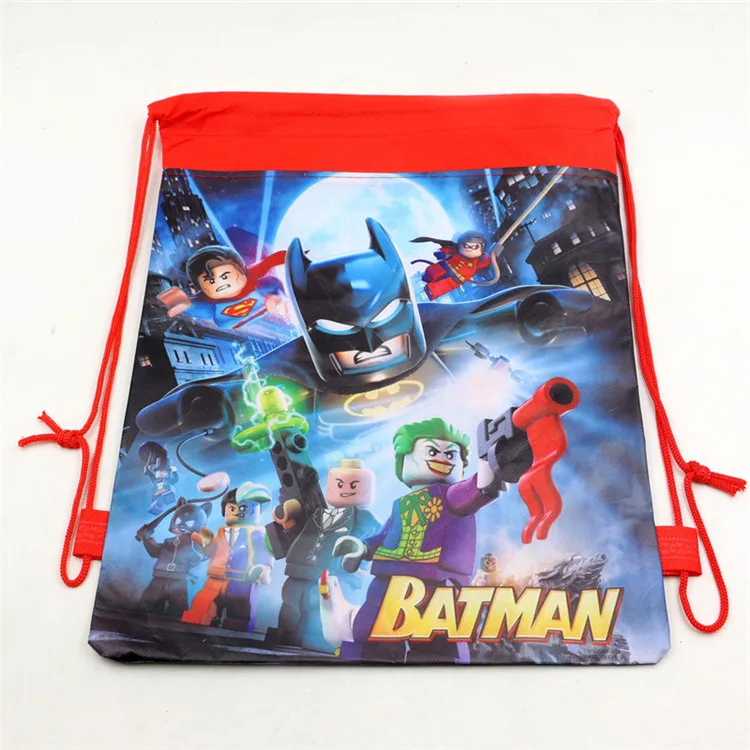 25шт \ Лот Мстители Бэтмен синий шнурок Подарочные сумки супергерой Дети Рюкзак