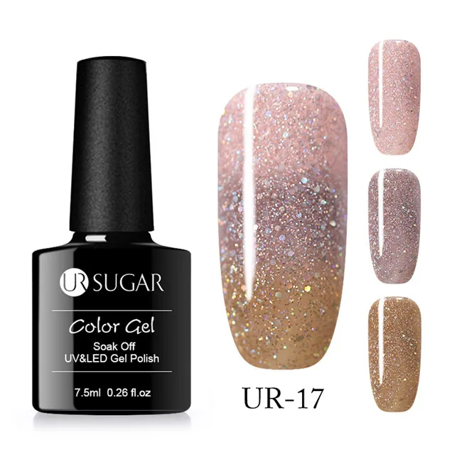 45024-17 Ur Sugar, 7,5 мл, перламутровая оболочка, термо меняющий цвет, Гель-лак для ногтей, блеск, температура, впитывается, УФ светодиодный Гель-лак для ногтей - Цвет: 45024-17