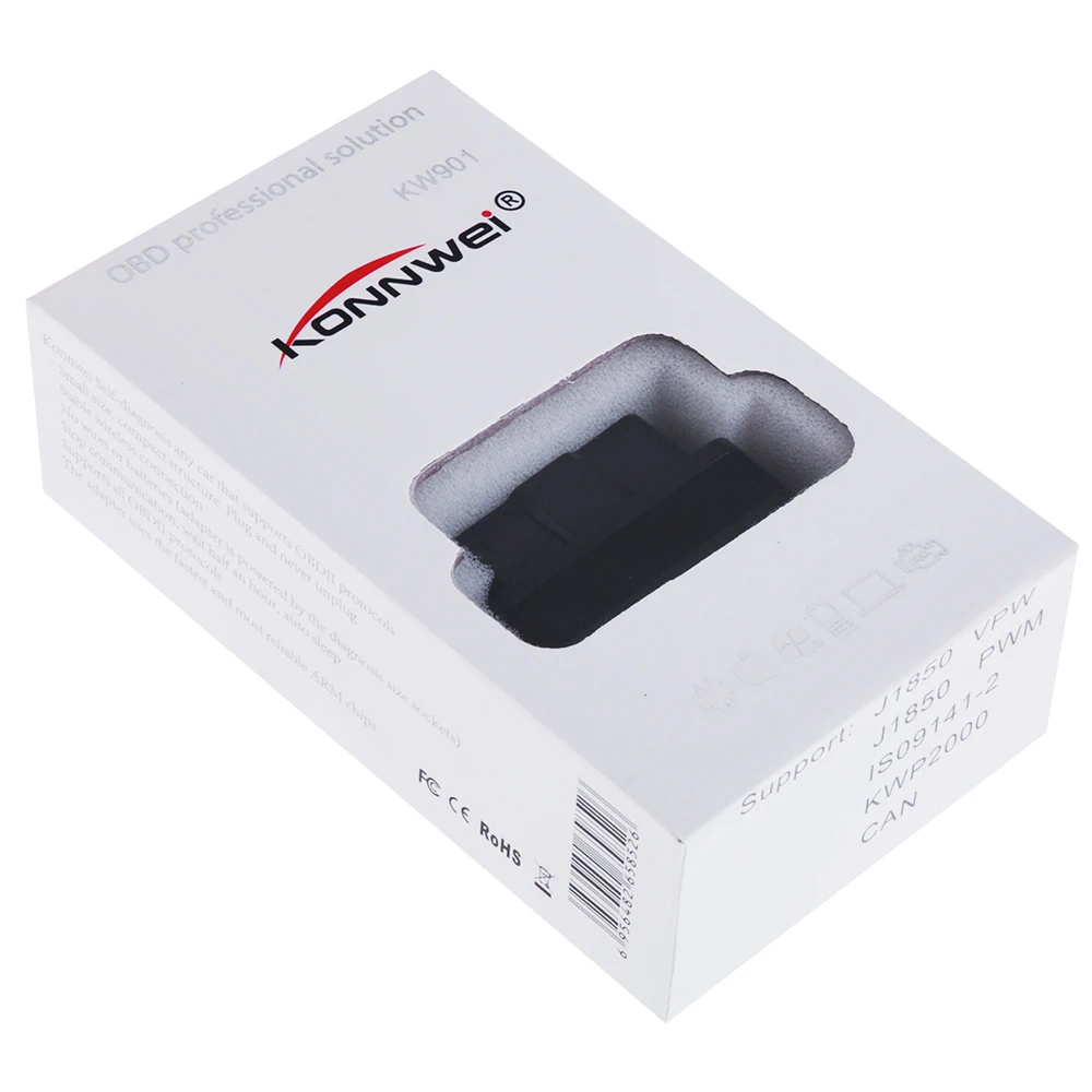 Konnwei KW901 детектор 12В OBD OBD2 Bluetooth3.0 чип диагностический сканер кода