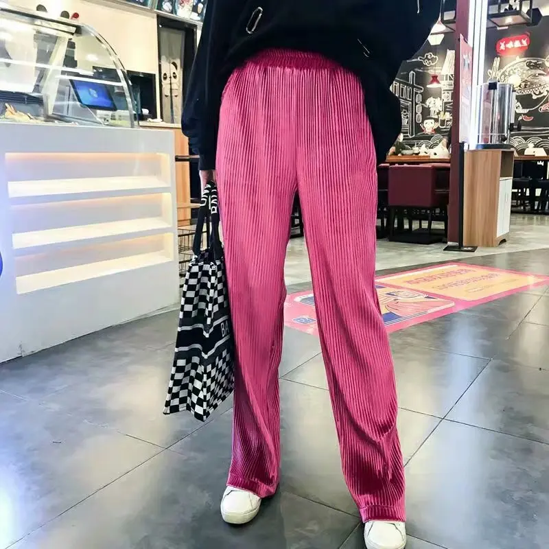 Summer Leisure Sports women pants Casual Elastic High Waist wide leg Fashion Loose Long Pants Pleated Pant Trousers Femme | Женская